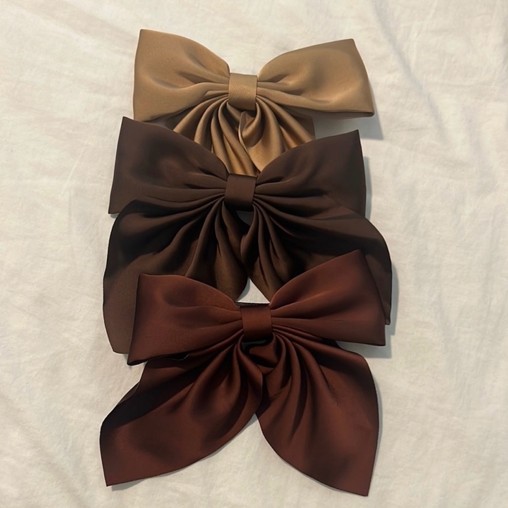 Elegant Satin Bow Hair Clips - Set of 3